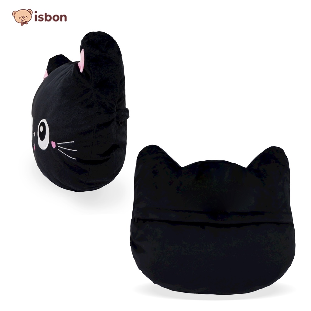 Balmut Bantal Selimut Kucing Hitam Mono Cocok Untuk Traveling Mudah Dibawa Bahan Halus ISTANA BONEKA