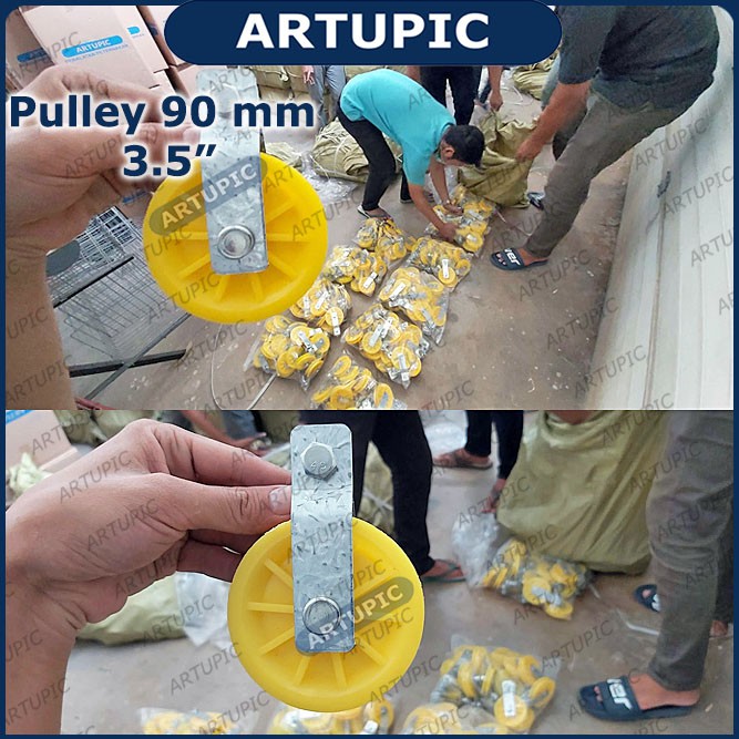 Pulley Puli Puley Kerekan Katrol 90 mm 3.5 Inch Kapasitas 100 kg lebih untuk nipple terpal kandang