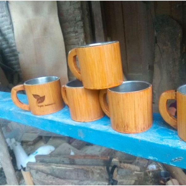 Cangkir  Mug Bambu Polos Bisa  Hadiah Hantaran Aksesories Suvenir Unik Murah-6