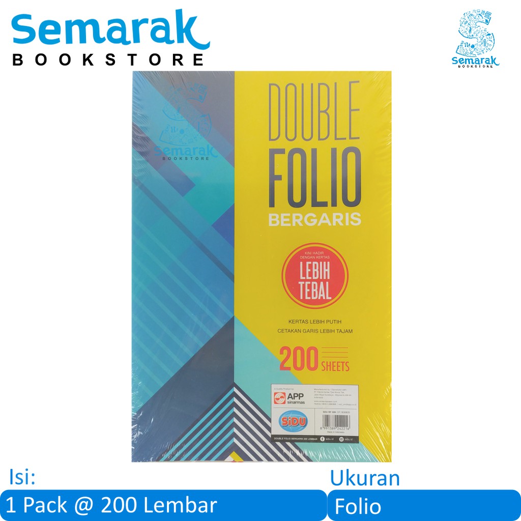 

Kertas Folio Bergaris Sinar Dunia Double Folio 21 x 32 [1 Pack @ 200 Lembar]