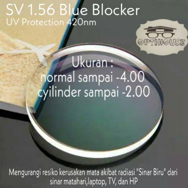 Lensa blueray SV 1.56 Blue Blocker 420nm bisa untuk normal atau minus