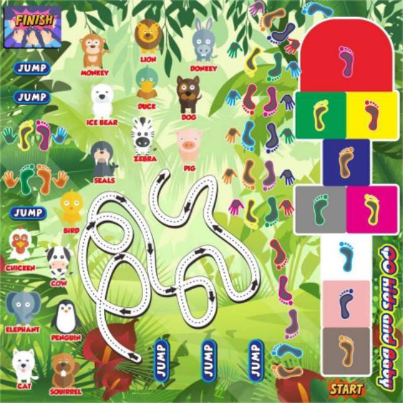 1,5x1,5 meter playmat matras hewan binatang Inggris hijau motorik kasar anak edukatif edugame edutoy