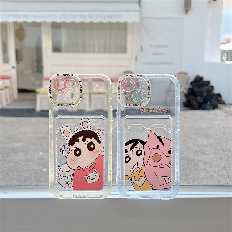 Soft Case Transparan Motif Crayon Shin-chan Untuk iPhone 12 13 Pro MAX 11 X XR XS MAX 7 8 Plus