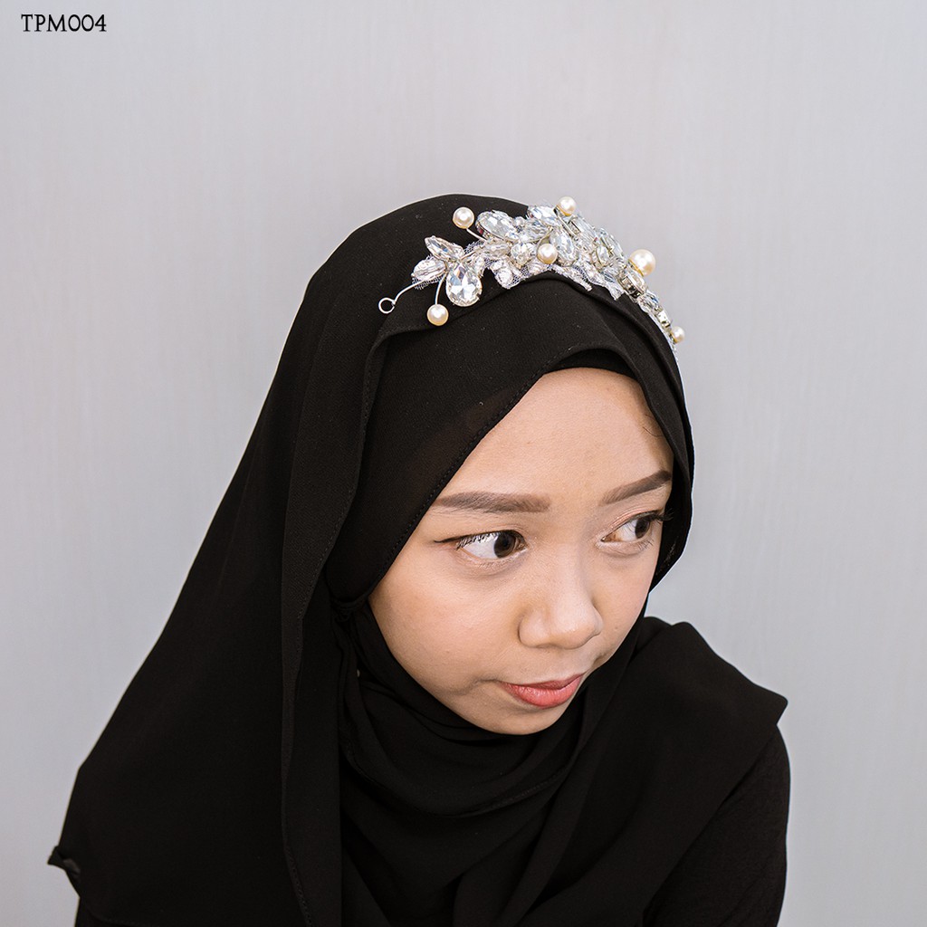 [READY STOCK] TIARA SET HEADPIECE ASESORIS WANITA HIJABERS PUTIH TPM004