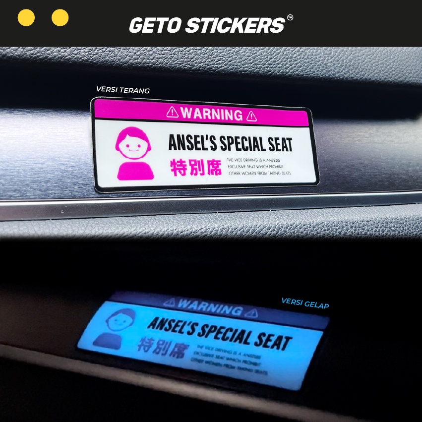 Sticker Mobil / Motor  Special Seat Custom Nama Glow In The Dark | Getocard