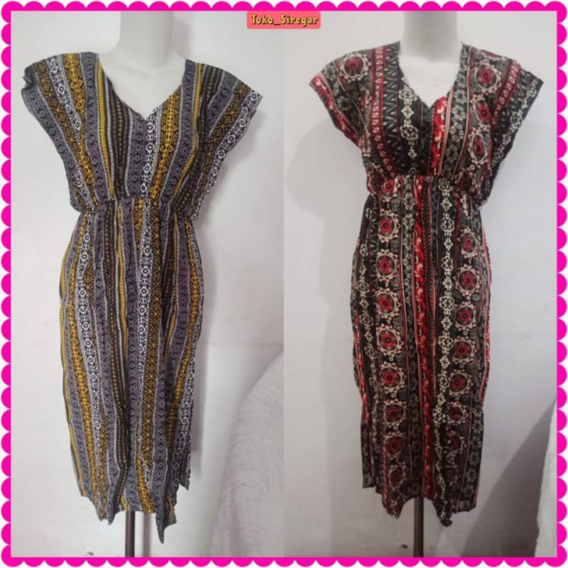 BAJU TIDUR MOTIF ETNIK DASTER BALI MANOHARA DRESS KEKINIAN PANJANG RAYON PREMIUM XL BAYAR DITEMPAT