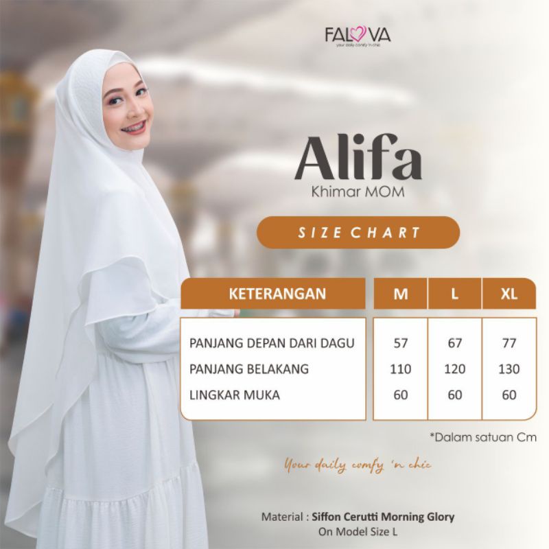 Jilbab Instan Putih | Khimar Syar'i Broken White | Hijab Syari Alifa Mom | Kerudung Sifon Ceruty Put