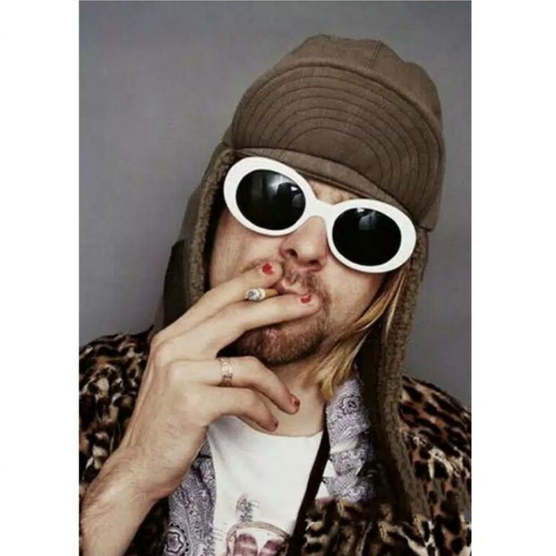 kacamata oval sunglasses rock cool 90's pria wanita kurt cobain
