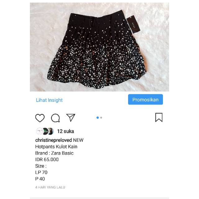 HotPants Kulot Cotton Zara Basic Original