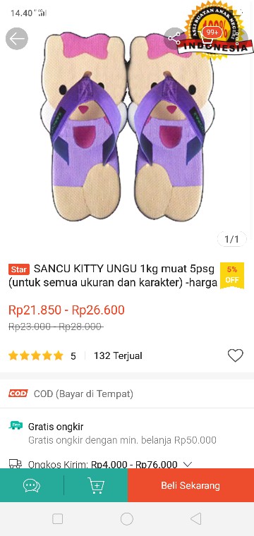 Sancu Kitty Ungu 1kg Muat 5psg (untuk Semua Ukuran Dan Karakter) -harga Bisa Nego