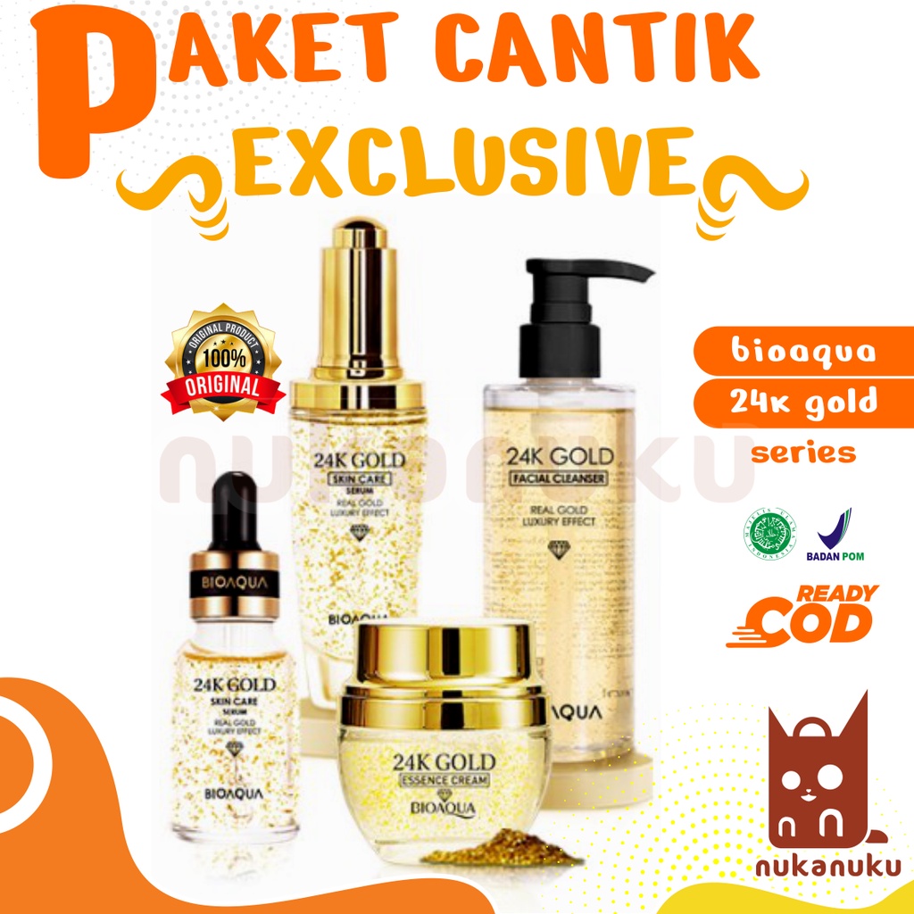 NUKANUKU - BIOAQUA 24K GOLD SKIN CARE ESSENCE BPOM / skincare paket lengkap whitening dan brightenin