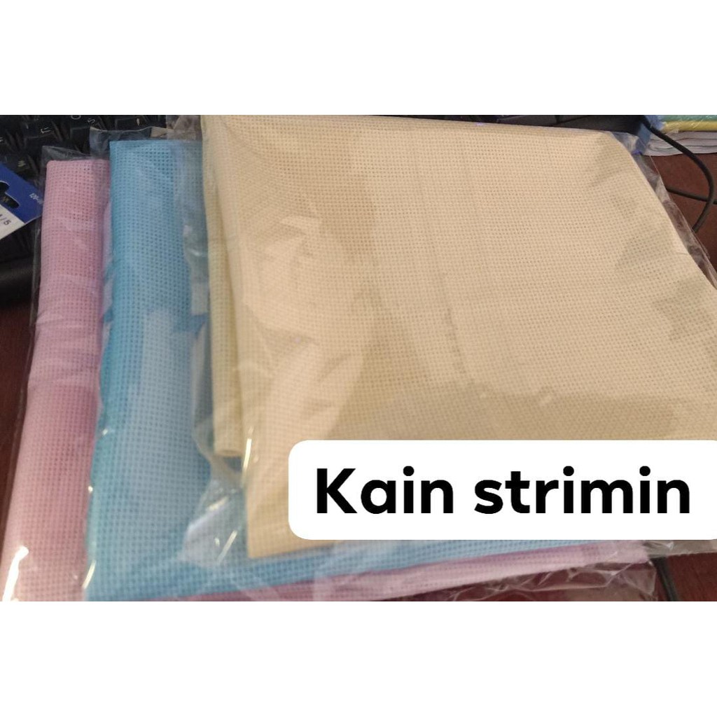 *TERMURAH*KAIN SETRIMIN 45CM X 45CM /BAHAN STRIMIN KRISTIK SULAM/CROSS STITCH HANDCRAFT