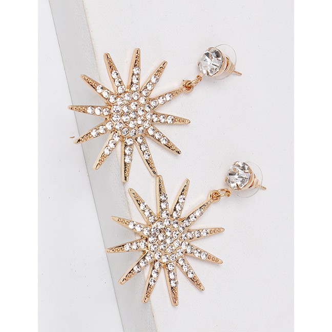 LRC Anting Tusuk Fashion Gold Golden Sun Flower Earrings D07432