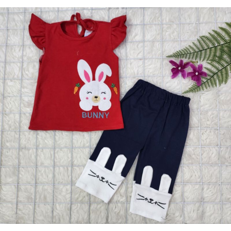 baju bayi perempuan stelan celana bunny baby girl