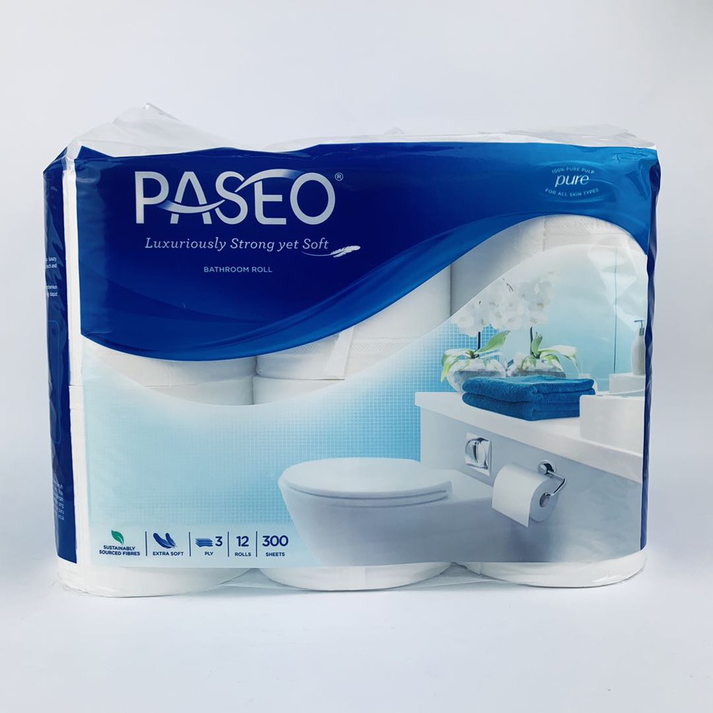 * PASEO * TISSUE * TOILET * 12 ROLLS * 300 SHEET * 3PLY * tissu