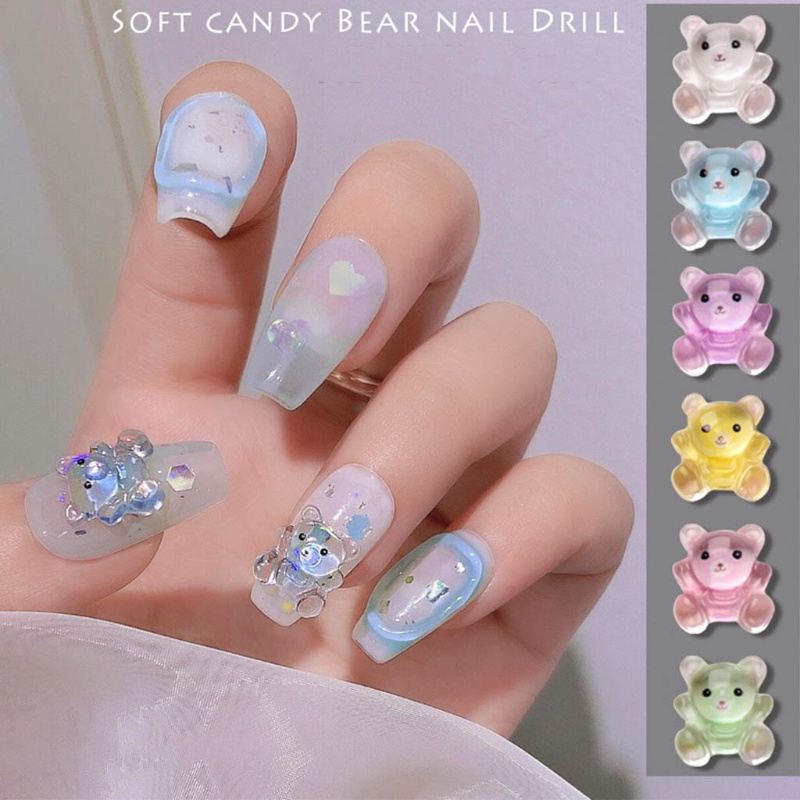 Siy Boneka Beruang Lucu Bahan Resin Untuk Dekorasi Nail Art