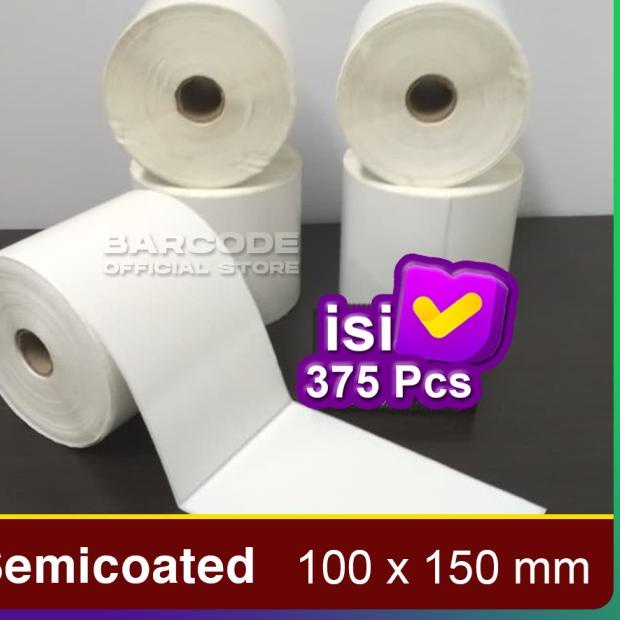 

✰ KERTAS LABEL PRINTER BARE 100 X 150 MM (1 LINE ) SEMICOATED isi 375 ➵