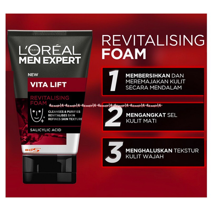 L'oreal men Expert New Vita Lift Revitalising Foam 100ml Salicylic Acid Sabun Muka Pria Cowok loreal