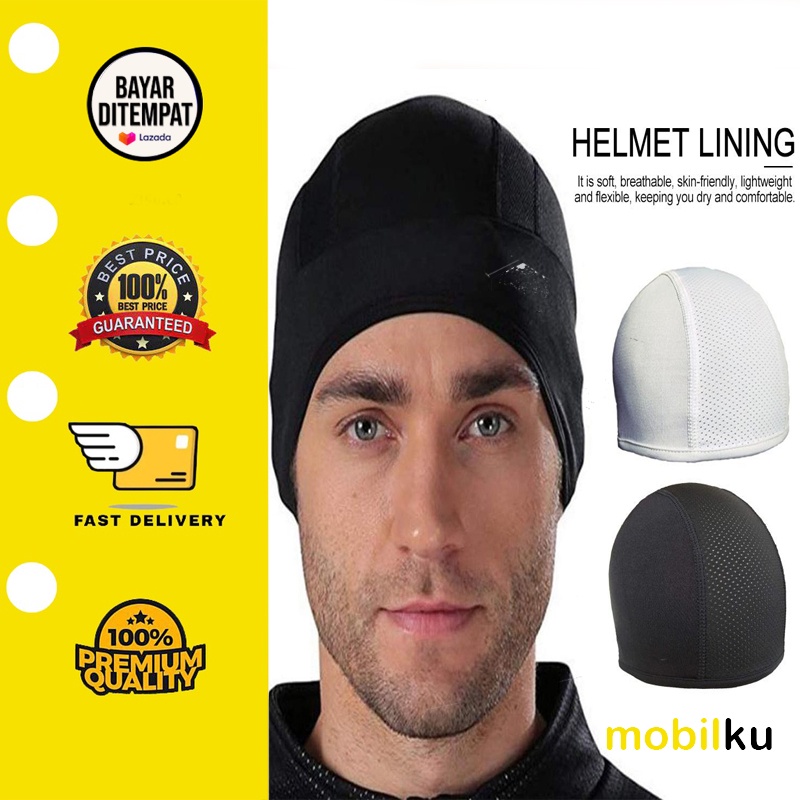 [BISA COD] Topi Cover Beanie dalam pelindung kepala helm motor sepeda inner cap