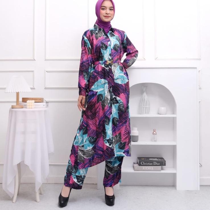 ♦ ONE SET LONG RAYON SETCEL TUNIK STELAN JUMBO LD110 KATUN RAYON VISCOSE MOTIF MEWAH CANTIK ADEM BUS
