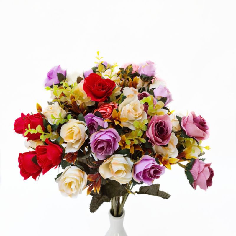 Bunga Mawar Artifisial AF44 Dua Warna Rose Artificial Flower