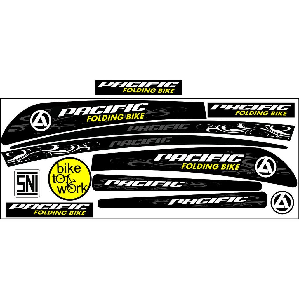 STICKER BIKE SEPEDA PACIFIC LIPAT VARIASI MOTIF STIKER