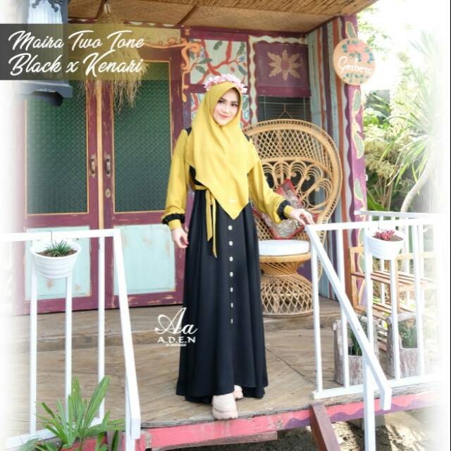 Gamis maira two tone by aden sale/diskon 10%