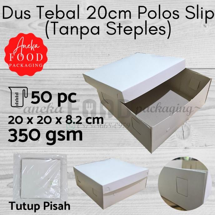 

[COD] Dus kotak box nasi 20x20cm polos tempat lauk slip catering tebal-50pc [COD]