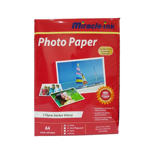 Kertas Foto 130gr A4 Stiker Glossy Photo Paper Miracle