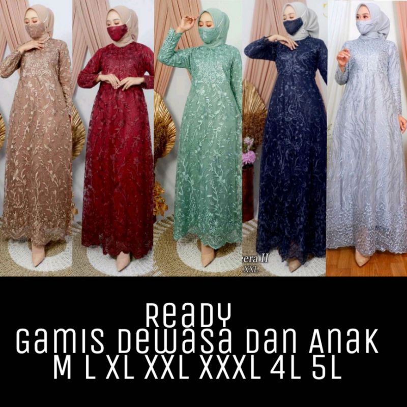 Size L XL XXL / Gamis Pesta / Gamis Jumbo / Maxi Dress / Gamis Tile / Gamis Maxi Brokat Yumna