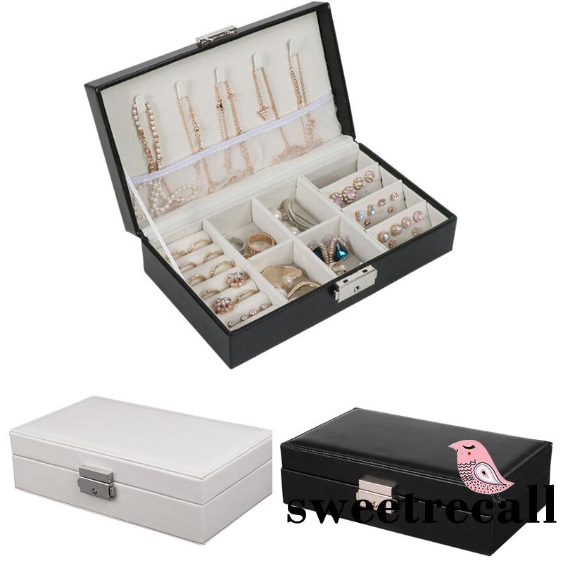 Portable Jewelry Box Organizer Travel Leather Jewellery Ornaments Case Storage