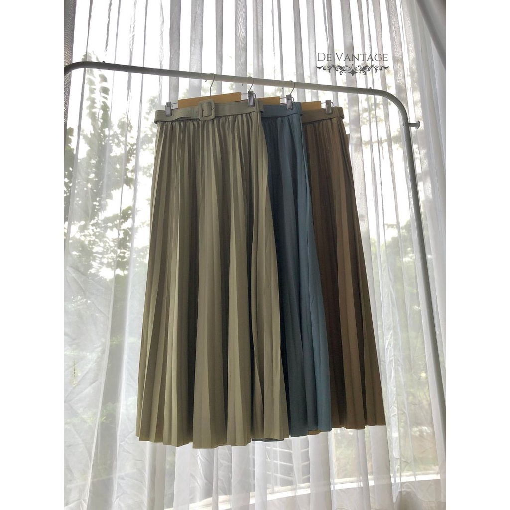 Rok Plisket dengan Gesper / Pleated Maxi Skirt with Belt