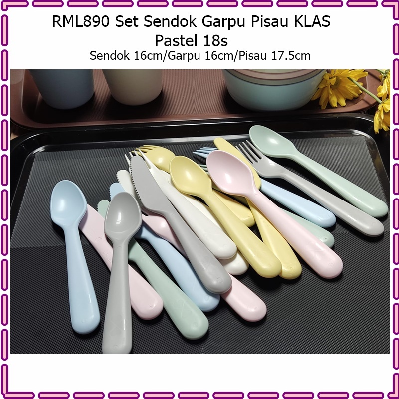 [Set 18pcs] RML890 Set Sendok Garpu Pisau Anak KLAS Pastel 18pcs