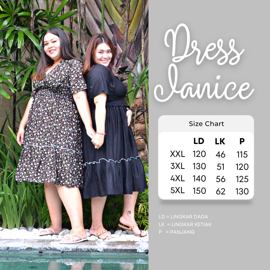 Balicihui Dress Janice Dress Midi Plus Size Jumbo Big Size Busui Friendly