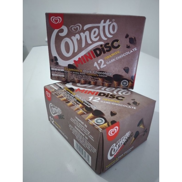 

CORNETTO MINI DISC TIRAMISU DARK COKELAT 12PCS
