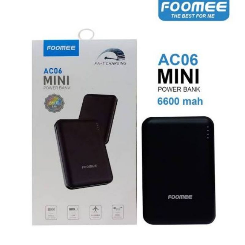 POWER BANK FOOMEE 6600MAH 2.4A POWERBANK FOOMEE AC06 POWER BANK 6600MAH FAST CHARGING DUAL USB REAL 