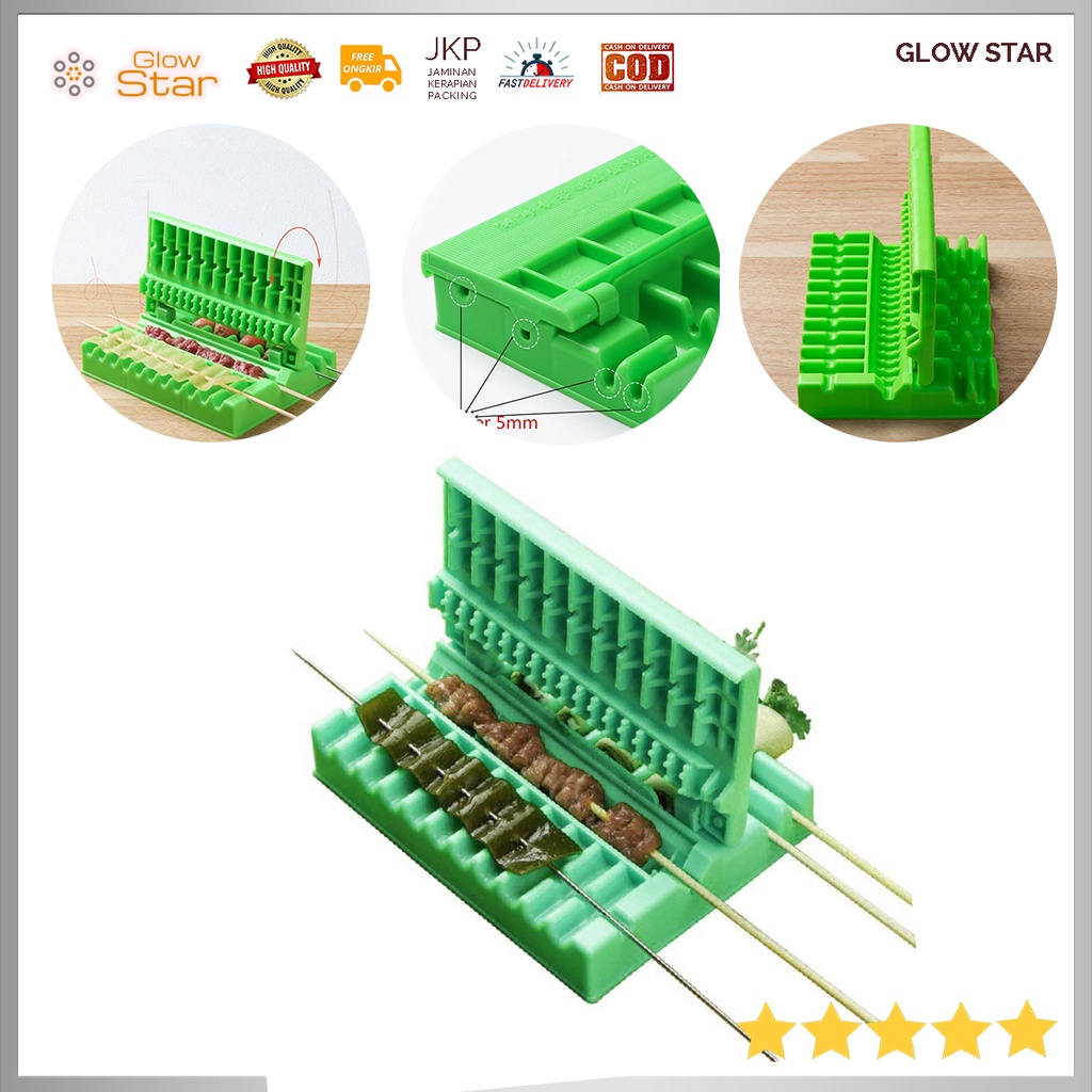 Alat Bantu Penusuk Tusukan Tusuk Sate Skewers Kebab Maker String Box - Green