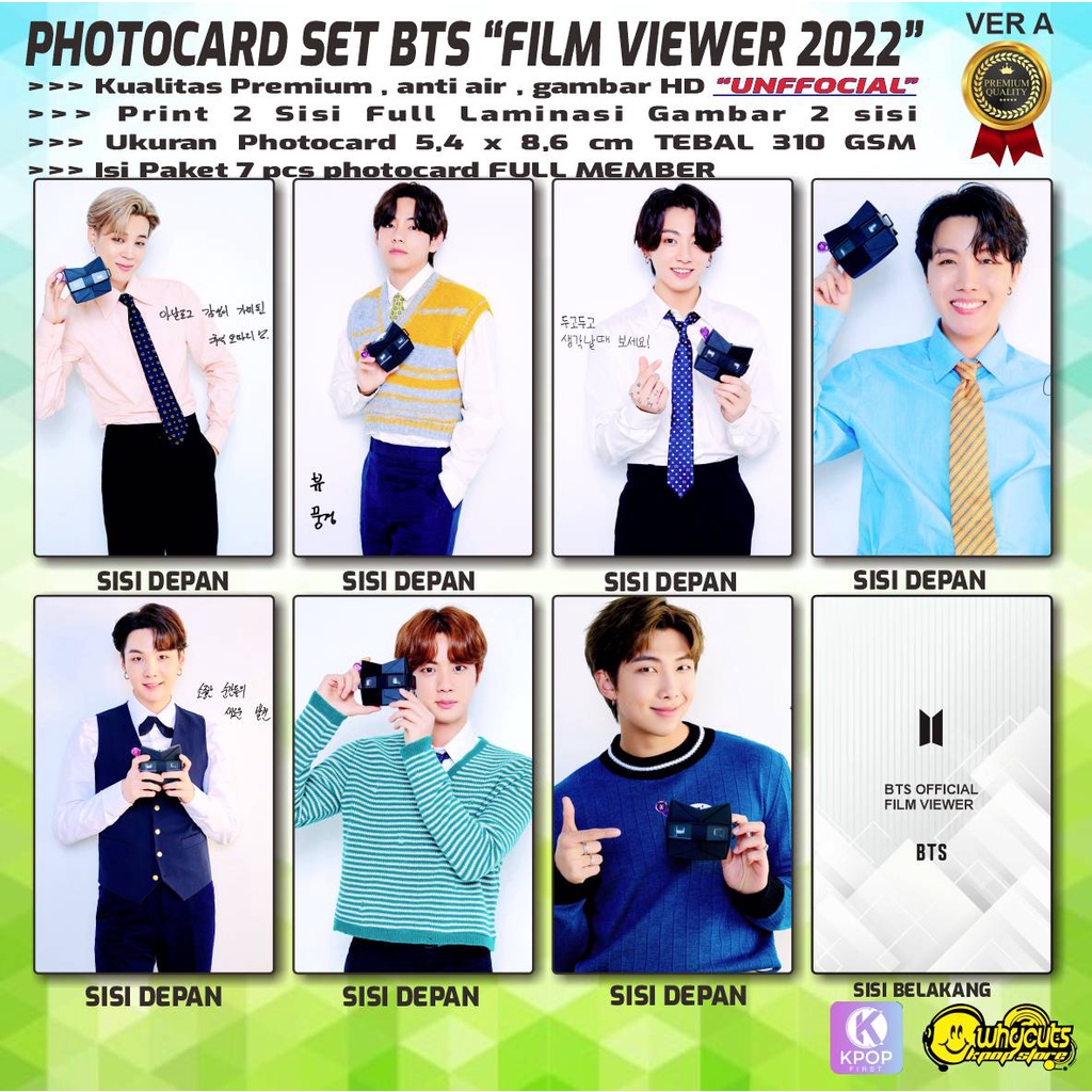 PHOTOCARD  SET PC KPOP PREMIUM BTS UNOFFICIAL  IN THE SEOM / MAP OF THE SOUL ONE / FILM VIEWER / PRINT 2 SISI FULL SUPER GLOSSY / ANTI AIR / ISI 7 PCS FULL SET