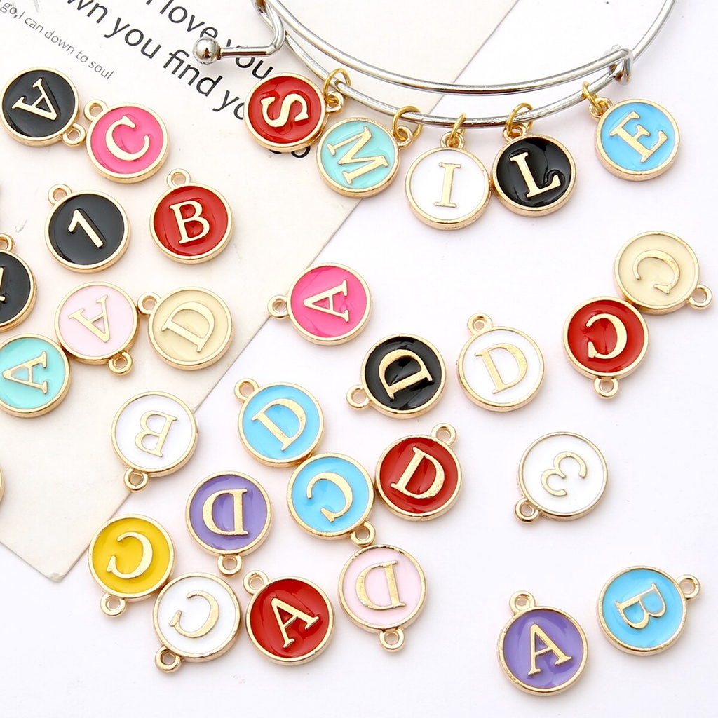 26/10 pcs Fashion Enamel A-Z Full Set of Alphabet Letter Handmade Charm Pendant for DIY Costume Jewelry Accessories