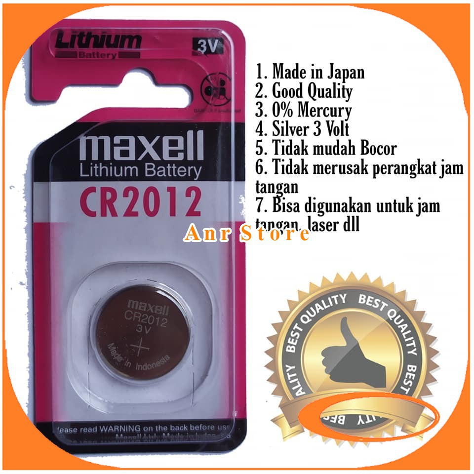 Original Baterai Maxell CR 2012 CR-2012 CR 2012 Maxel 3 Volt