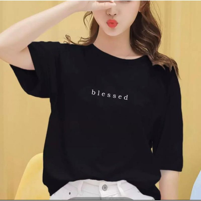 kaos oblong wanita blessed