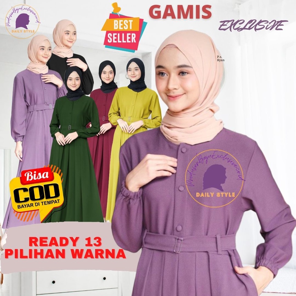 Gamis Wanita Terbaru Gamis Polos Premium 001 ML Melia Dress Amie 1Fashion Muslim Busui Friendly Kond