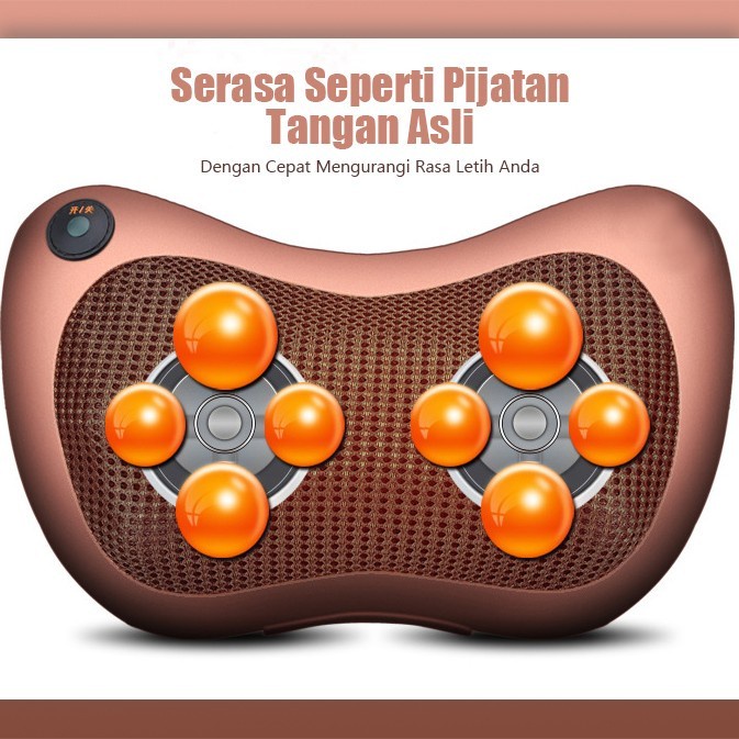 Alat pijat elektrik bantal pijat portable 8 bola / Alat bantu pijat leher multifungsi elektrik + kabel charge / pake in car / Alat Pijat Elektrik / Bantal pijat massage pillow mobil Bantal Pijat Leher Punggung Portable 202 / Bantal Pijat 8 Bola Massage