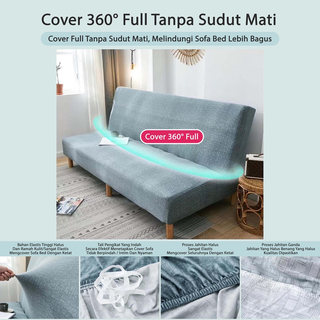 Cover sofa bed Sarung Sofa Bed Elastic Sofa Bed Cover Grid / Penutup Sarung Alas SofaBed Elastis Tebal Bermotif