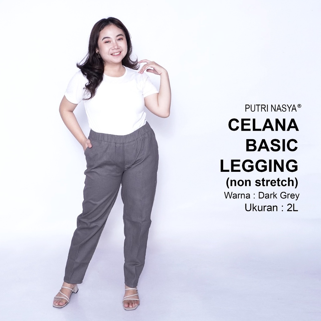 Celana Kerja Kantor Basic Legging (NON STRETCH) Jumbo Wanita / Celana Wanita Super Big Size / Celana Bahan Formal Seragam Wanita Big / 8L,6L,5L,4L,2L,XL, all size / Celana Karet Kekinian Model Terbaru Trendy / Celana Formal Bahan Katun Kekinian Wanita