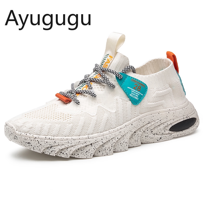 Flying Woven Breathable Sports Shoes Men S Jogging Shoes Lace