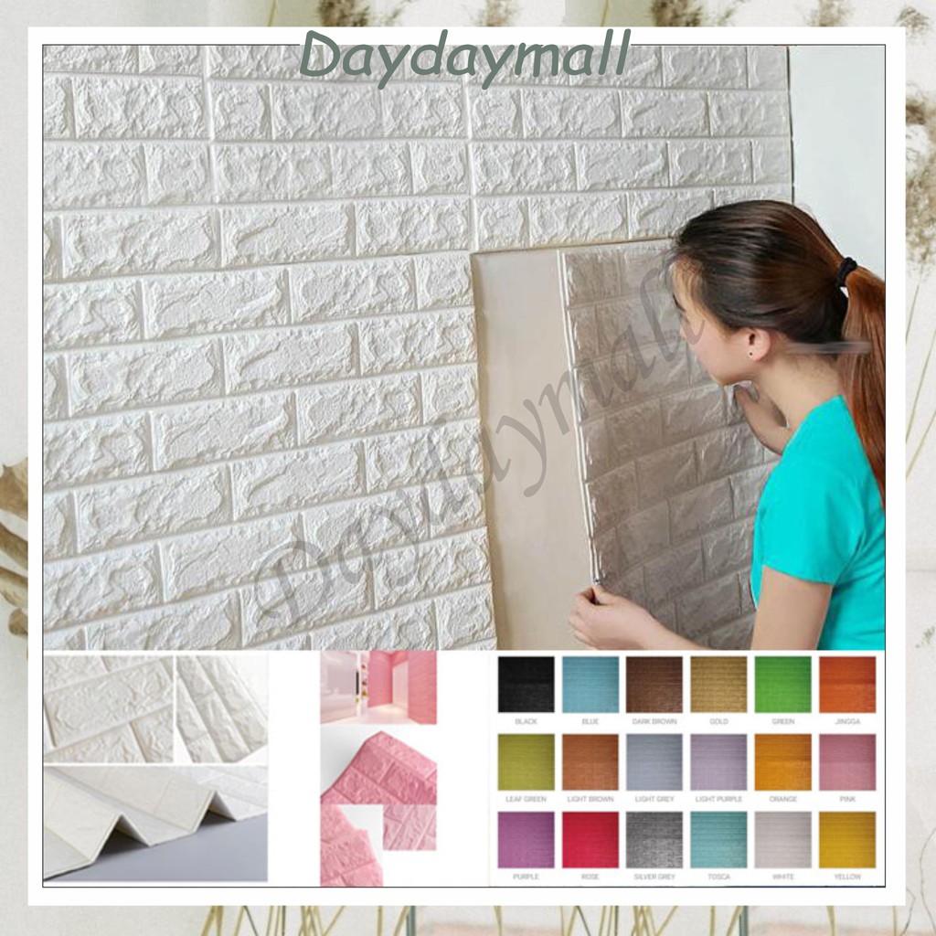 Wallpaper Dinding Foam 3D Kecil Motif Batu Bata / Wallpaper Dinding Foam DD509 [1KG=26PCS]-1