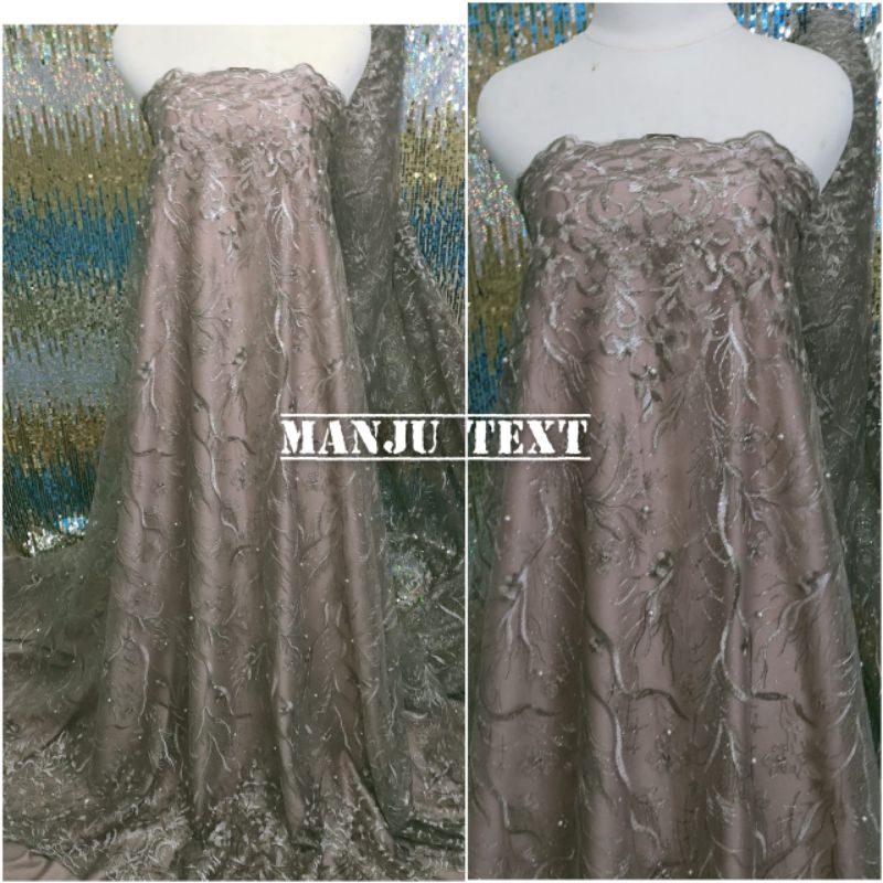 Kain - bahan tile renda mutiara /bahan tille mutiara/cocok untuk dress gaun pesta dll PROMO TERMURAH