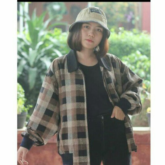 CALIFF TARTAN UKIR BROWN BLACK JAKET