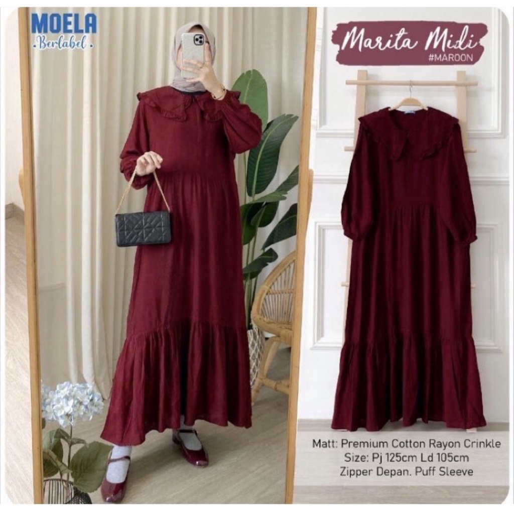 ISOKA MIDI DRESS | MIDI DRESS KRINKLE | MIDI DRESS KEKINIAN | MIDI DRESS POLOS LENGAN PANJANG | MIDI RESS KEKINIAN | OOTD WANITA TERBARU